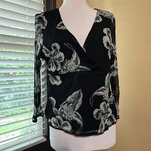 Tommy Bahama Black and White Floral Blouse